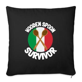 J’ai survécu à la cuillère de bois - Parenting - Housse de coussin décorative 45 x 45 cm - noir - Devant