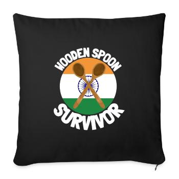 J’ai survécu à la cuillère de bois - Parenting - Housse de coussin décorative 45 x 45 cm - noir - Devant