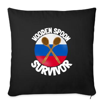 J’ai survécu à la cuillère de bois - Parenting - Housse de coussin décorative 45 x 45 cm - noir - Devant
