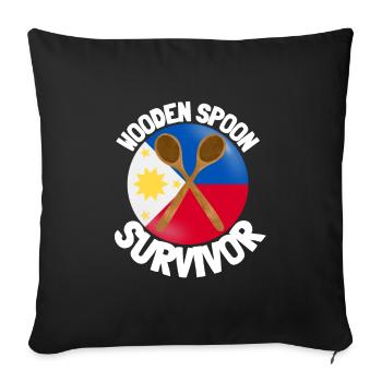 J’ai survécu à la cuillère de bois - Parenting - Housse de coussin décorative 45 x 45 cm - noir - Devant