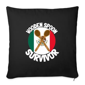 J’ai survécu à la cuillère de bois - Parenting - Housse de coussin décorative 45 x 45 cm - noir - Devant
