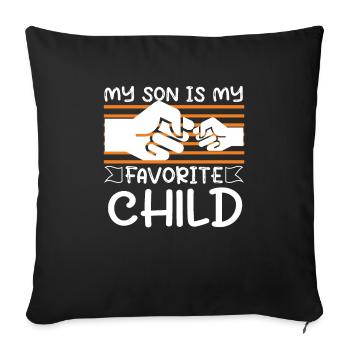 Mon fils est ma famille préférée de mains d’enfant - Housse de coussin décorative 45 x 45 cm - noir - Devant