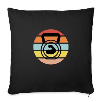 Kettlebell Workout Retro Fitness Gym - Sofa pillowcase 17,3'' x 17,3'' (45 x 45 cm) - black - Front