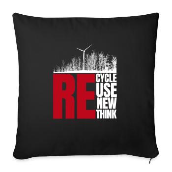 Recycle Reuse Renew Rethink Wind Turbine - Wind - Sofa pillowcase 17,3'' x 17,3'' (45 x 45 cm) - black - Front
