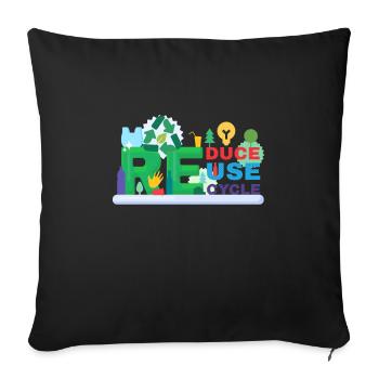 Recycle Reuse Renew Rethink Wind Turbine - Wind - Sofa pillowcase 17,3'' x 17,3'' (45 x 45 cm) - black - Front
