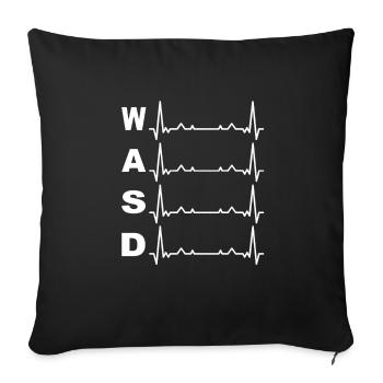 Gaming Design WASD PC Herzschlag weiß - Sofakissenbezug 45 x 45 cm - Schwarz - Vorne