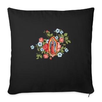 Notre-Dame de Guadalupe Vierge Marie - Housse de coussin décorative 45 x 45 cm - noir - Devant