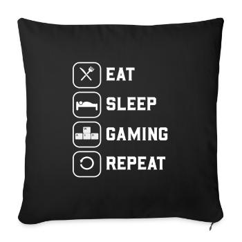 Gaming Design Eat sleep Gaming repeat WASD - Sofakissenbezug 45 x 45 cm - Schwarz - Vorne