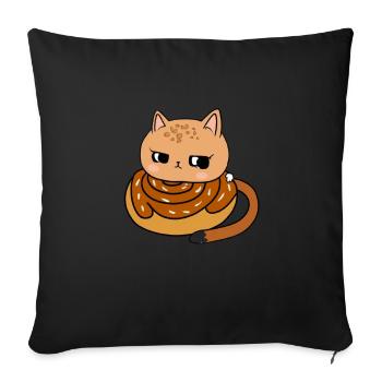 Rouleau à la cannelle et petits pains à la cannelle - Housse de coussin décorative 45 x 45 cm - noir - Devant