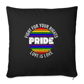 Pride LGBT Liebe gewinnt, wir sind queer und stolz - Sofakissenbezug 45 x 45 cm - Schwarz - Vorne