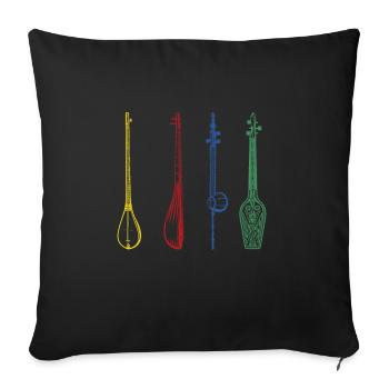 Bouzouki Irlandais Instrument Grec - Housse de coussin décorative 45 x 45 cm - noir - Devant