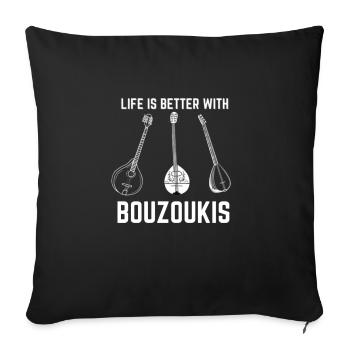 Bouzouki Irlandais Instrument Grec - Housse de coussin décorative 45 x 45 cm - noir - Devant
