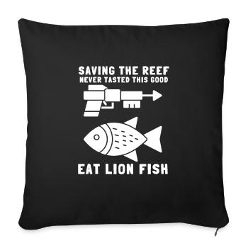 Lionfish Save The Reef Eat Lionfish Spearfishing - Sofa pillowcase 17,3'' x 17,3'' (45 x 45 cm) - black - Front