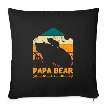 Papa Ours - famille - Housse de coussin décorative 45 x 45 cm - noir - Devant
