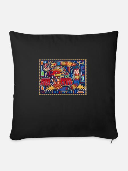 Aztec Calendar - Quetzalcoatl - Sofakissenbezug 45 x 45 cm - Schwarz