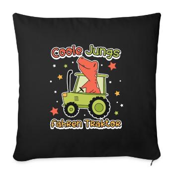 Coole Jungs Fahren Traktor Kinder Geschenkidee - Sofakissenbezug 45 x 45 cm - Schwarz - Vorne