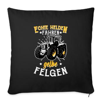 Traktor Trecker Echte Helden Fahren Gelbe Felgen - Sofakissenbezug 45 x 45 cm - Schwarz - Vorne