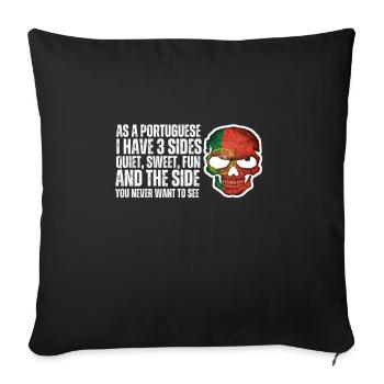 Portugal Flag Skull Patriotic Portuguese Roots DNA - Sofa pillowcase 17,3'' x 17,3'' (45 x 45 cm) - black - Front