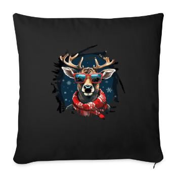 Funny reindeer for Christmas - Sofa pillowcase 17,3'' x 17,3'' (45 x 45 cm) - black - Front