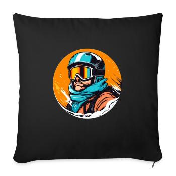 Snowboarding or skiing and then après-ski - Sofa pillowcase 17,3'' x 17,3'' (45 x 45 cm) - black - Front