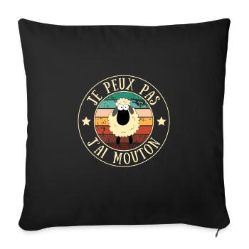 je peux pas j ai mouton homme humour moutons - Housse de coussin décorative 45 x 45 cm - noir - Devant