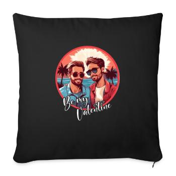 Idée de Saint-Valentin gay LGBT pour les gays - Housse de coussin décorative 45 x 45 cm - noir - Devant