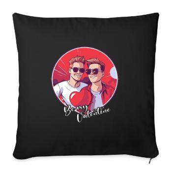 Idée de Saint-Valentin gay LGBT pour les gays - Housse de coussin décorative 45 x 45 cm - noir - Devant
