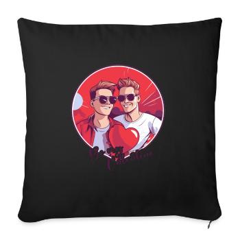 Idée de Saint-Valentin gay LGBT pour les gays - Housse de coussin décorative 45 x 45 cm - noir - Devant