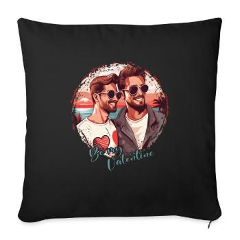 Idée de Saint-Valentin gay LGBT pour les gays - Housse de coussin décorative 45 x 45 cm - noir - Devant