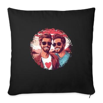 Idée de Saint-Valentin gay LGBT pour les gays - Housse de coussin décorative 45 x 45 cm - noir - Devant