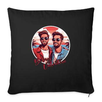 Idée de Saint-Valentin gay LGBT pour les gays - Housse de coussin décorative 45 x 45 cm - noir - Devant