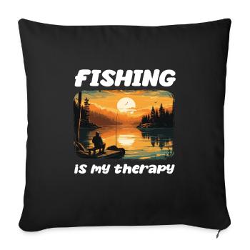 Fishing, Leisure, Contemplative, Quiet, Nature Experience - Sofa pillowcase 17,3'' x 17,3'' (45 x 45 cm) - black - Front