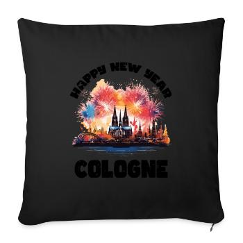 Happy New Year with fireworks in Cologne - Sofa pillowcase 17,3'' x 17,3'' (45 x 45 cm) - black - Front