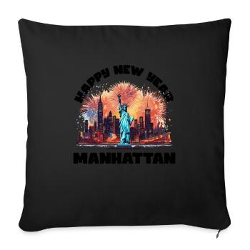Happy New Year with fireworks in New York - Sofa pillowcase 17,3'' x 17,3'' (45 x 45 cm) - black - Front