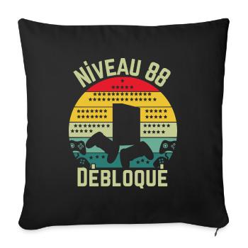 Level 88 Unlocked - Sofa pillowcase 17,3'' x 17,3'' (45 x 45 cm) - black - Front