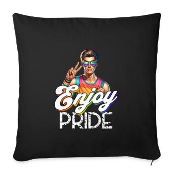 Pride Gay CSD Love LGBTQ Colors of the Rainbow - Sofa pillowcase 17,3'' x 17,3'' (45 x 45 cm) - black - Front