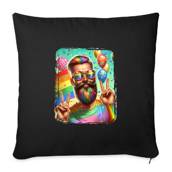 Pride Gay CSD Love LGBTQ Colors of the Rainbow - Sofa pillowcase 17,3'' x 17,3'' (45 x 45 cm) - black - Front