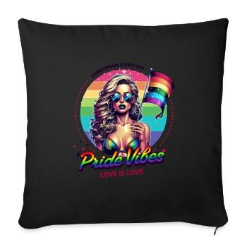 Pride Gay CSD Love LGBTQ Colors of the Rainbow - Sofa pillowcase 17,3'' x 17,3'' (45 x 45 cm) - black - Front
