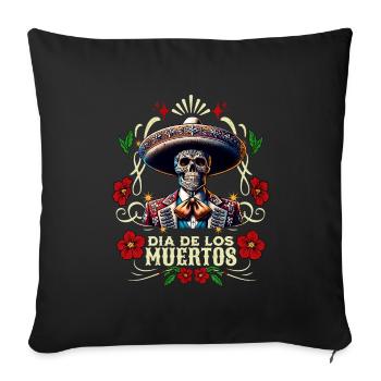 Dia de los Muertos Coloré - Housse de coussin décorative 45 x 45 cm - noir - Devant