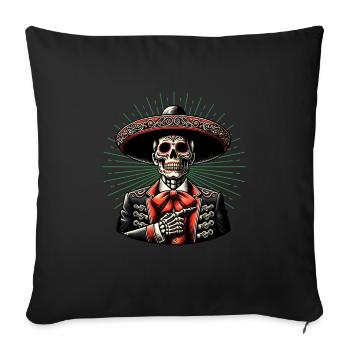 Dia de los Muertos Coloré - Housse de coussin décorative 45 x 45 cm - noir - Devant