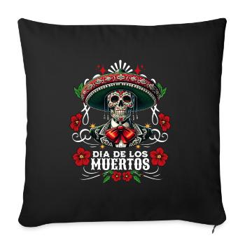 Dia de los Muertos Coloré - Housse de coussin décorative 45 x 45 cm - noir - Devant