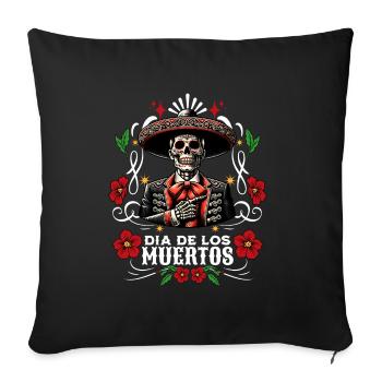 Dia de los Muertos Coloré - Housse de coussin décorative 45 x 45 cm - noir - Devant