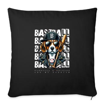 Fan de baseball, de beagles et d’Amérique - Housse de coussin décorative 45 x 45 cm - noir - Devant