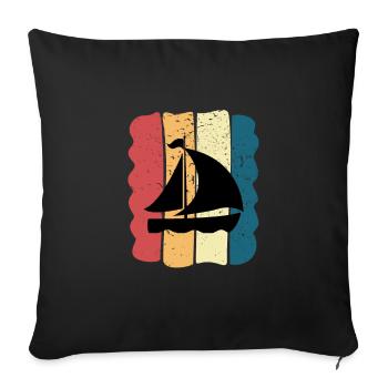 Bateau Homme Idée Cadeau Matelot Vintage Voilier - Housse de coussin décorative 45 x 45 cm - noir - Devant