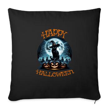 Chat effrayé, pas de friandises, juste des tours d’Halloween - Housse de coussin décorative 45 x 45 cm - noir - Devant