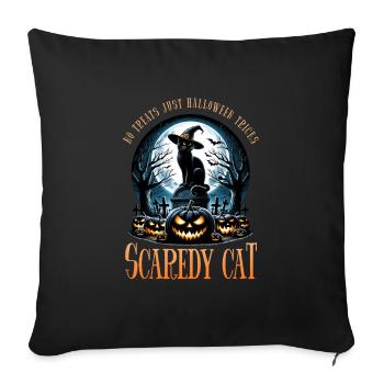 Joyeux Halloween, chat effrayé - Housse de coussin décorative 45 x 45 cm - noir - Devant