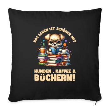 La lecture est mon passe-temps - la vie est plus belle avec - Housse de coussin décorative 45 x 45 cm - noir - Devant