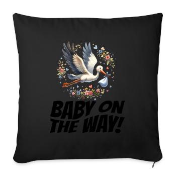La future mère Stork apporte la belle nouvelle - Housse de coussin décorative 45 x 45 cm - noir - Devant