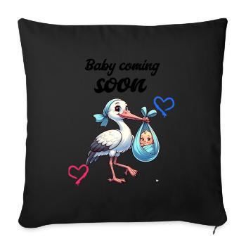 La future mère Stork apporte la belle nouvelle - Housse de coussin décorative 45 x 45 cm - noir - Devant