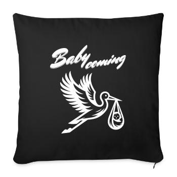 La future mère Stork apporte la belle nouvelle - Housse de coussin décorative 45 x 45 cm - noir - Devant